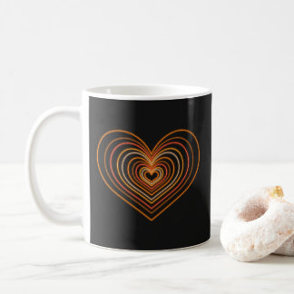 Orange Neon Heart Coffee Mug Koffiemok