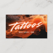 Orange Neon & Smoke Tattoo Artist QR Code Visitekaartje (Voorkant)