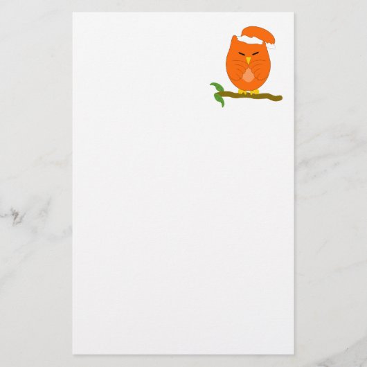 Orange Night Owl Design Briefpapier (Voorkant)