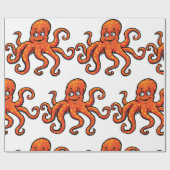 Orange Octopus Cartoon Ocean Sea Creature Cadeaupapier (Vlak)