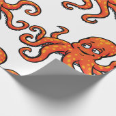 Orange Octopus Cartoon Ocean Sea Creature Cadeaupapier (Hoek)