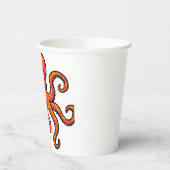 Orange Octopus Cartoon Ocean Sea Creature Papieren Bekers (Links)