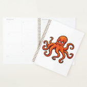 Orange Octopus Cartoon Ocean Sea Creature Planner (Display)