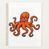 Orange Octopus Cartoon Ocean Sea Creature Planner (Voorkant)