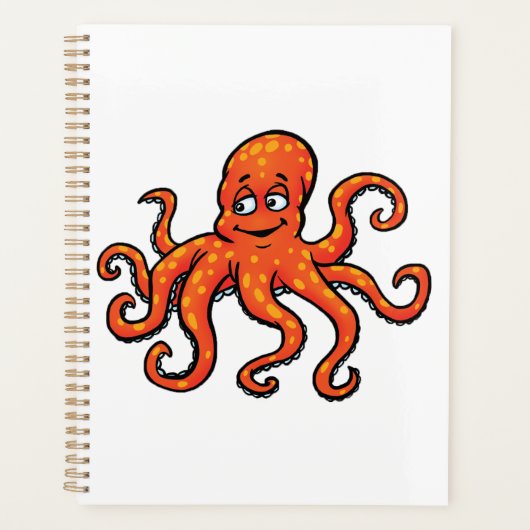 Orange Octopus Cartoon Ocean Sea Creature Planner (Voorkant)