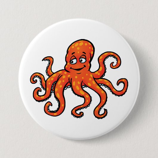 Orange Octopus Cartoon Ocean Sea Creature Ronde Button 7,6 Cm (Voorkant)