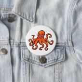Orange Octopus Cartoon Ocean Sea Creature Ronde Button 7,6 Cm (In situ)