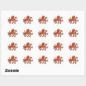 Orange Octopus Cartoon Ocean Sea Creature Ronde Sticker (Vel)