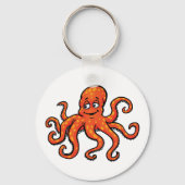 Orange Octopus Cartoon Ocean Sea Creature Sleutelhanger (Voorkant)