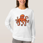 Orange Octopus Cartoon Ocean Sea Creature T-shirt (Voorkant)