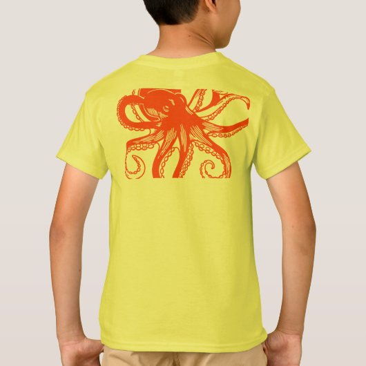 Orange Octopus Kids T-Shirt – Cute Sea Animal Tee  (Achterkant)