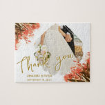 Orange Oleander Flowers Photo Thank you Wedding  Legpuzzel<br><div class="desc">Orange Oleander Flowers Photo Thank you Wedding puzzle. Photo wedding puzzle with a wedding photo in a brushstroke frame,  bride and groom names and wedding date. Personalize with your wedding photo and other details. An elegant and floral thank you puzzle - great as a gift for your wedding guests.</div>