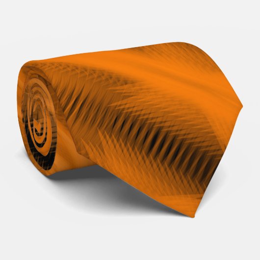 Orange On Black Futuristic Abstract Pattern Art Stropdas (Opgerold)