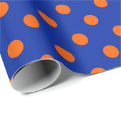 Orange On Blue Polka Dots Pattern Design Cadeaupapier (Rol Hoek)