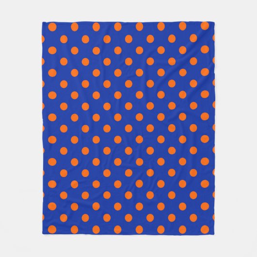 Orange On Blue Polka Dots Pattern Design  Fleece Deken (Voorkant)