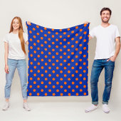 Orange On Blue Polka Dots Pattern Design  Fleece Deken