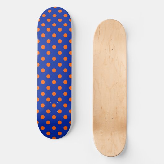 Orange On Blue Polka Dots Pattern Design Persoonlijk Skateboard (Voorkant)