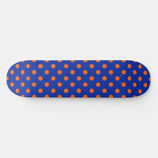 Orange On Blue Polka Dots Pattern Design Persoonlijk Skateboard (Horizontaal)