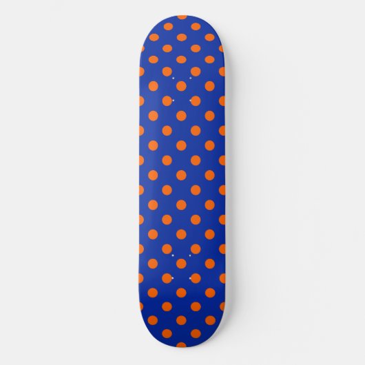 Orange On Blue Polka Dots Pattern Design Persoonlijk Skateboard (Voorkant)