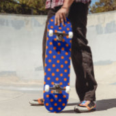 Orange On Blue Polka Dots Pattern Design Persoonlijk Skateboard