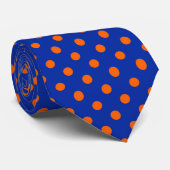 Orange On Blue Polka Dots Pattern Design  Stropdas (Opgerold)