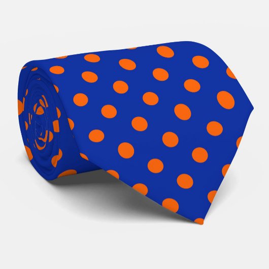 Orange On Blue Polka Dots Pattern Design  Stropdas