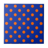 Orange On Blue Polka Dots Pattern Design Tegeltje (Voorkant)