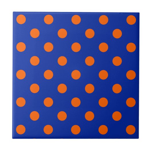Orange On Blue Polka Dots Pattern Design  Tegeltje (Voorkant)