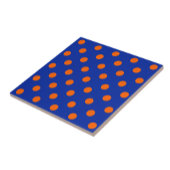 Orange On Blue Polka Dots Pattern Design  Tegeltje