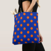 Orange On Blue Polka Dots Pattern Design Tote Bag