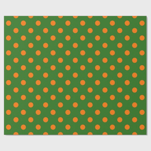 Orange On Green Polka Dots Pattern Design Cadeaupapier (Vlak)