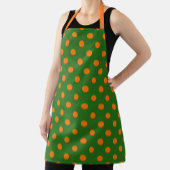 Orange On Green Polka Dots Pattern Design  Schort