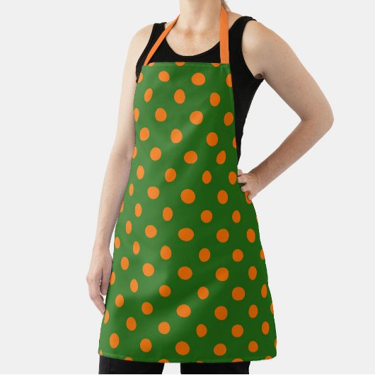 Orange On Green Polka Dots Pattern Design  Schort
