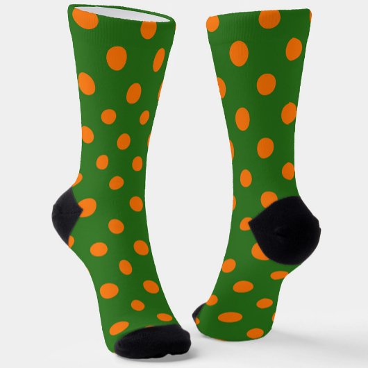 Orange On Green Polka Dots Pattern Design  Sokken