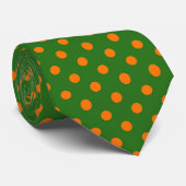 Orange On Green Polka Dots Pattern Design  Stropdas