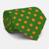Orange On Green Polka Dots Pattern Design  Stropdas