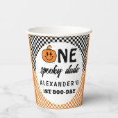 Orange One Spooky Dude Halloween 1st Birthday Papieren Bekers (Achterkant)