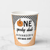 Orange One Spooky Dude Halloween 1st Birthday Papieren Bekers (Voorkant)