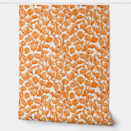 orange orchid floral pattern behang
