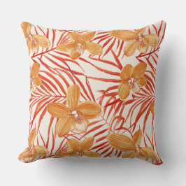 orange orchid floral pattern kussen