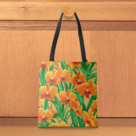 Orange Orchids Tote Bag