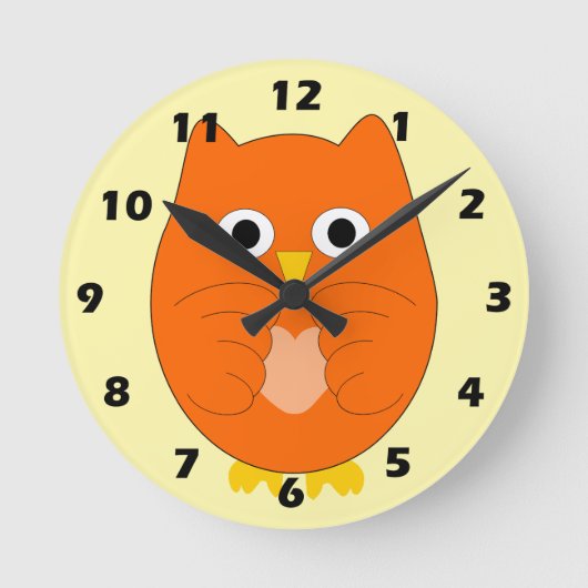 Orange Owl Design Ronde Klok (Voorkant)