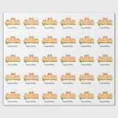 Orange Owls Design Birthday Gift Cadeaupapier (Vlak)