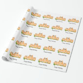 Orange Owls Design Birthday Gift Cadeaupapier (Uitgerold)