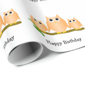 Orange Owls Design Birthday Gift Cadeaupapier (Rol Hoek)