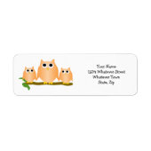 Orange Owls Design Return Address Etiket (Voorkant)
