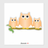 Orange Owls Design Sticker (Vel)
