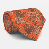 Orange paisley damask floral oriented ethnic stropdas (Opgerold)