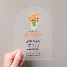 Orange Palette Ranunculus Mason Jar Bridal Shower Acryl Uitnodigingen