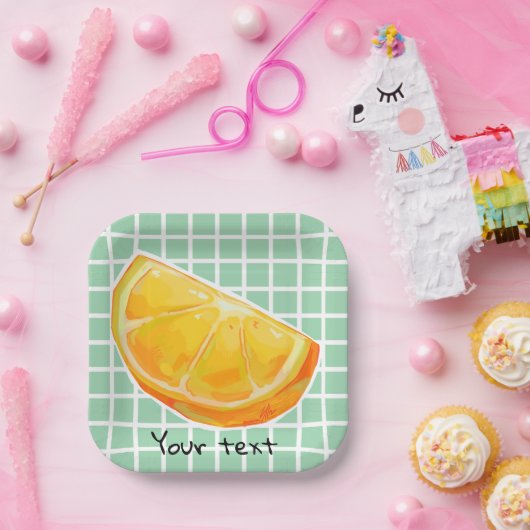 Orange  papieren bordje (Feest)